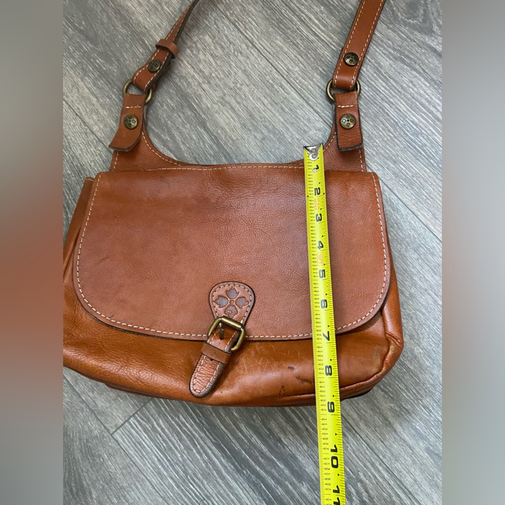 Vintage Patricia Nash Honey Brown Leather Saddle Shoulder/Crossbody Purse Bag - Picture 8 of 16